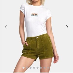 RVCA Green High Waist Corduroy Shorts